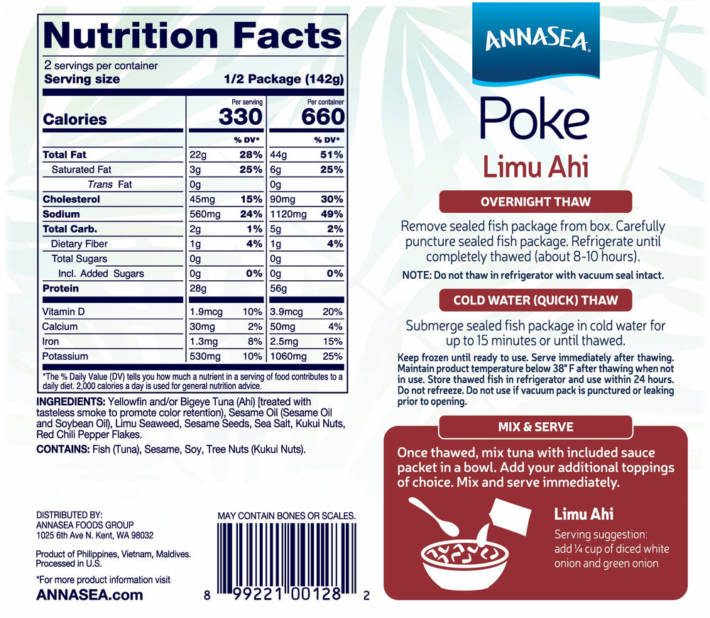 
                  
                    Annasea Limu Ahi Poke Nutrition and Instructions
                  
                