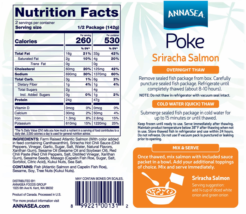 
                  
                    Annasea Sriracha Salmon Poke Nutrition and Instruction
                  
                